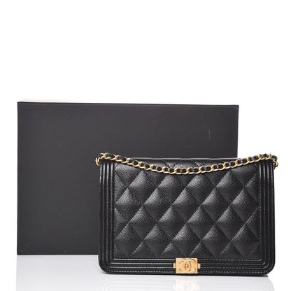 Chanel Caviar Quilted Boy Wallet On Chain WOC Black 13 of 13