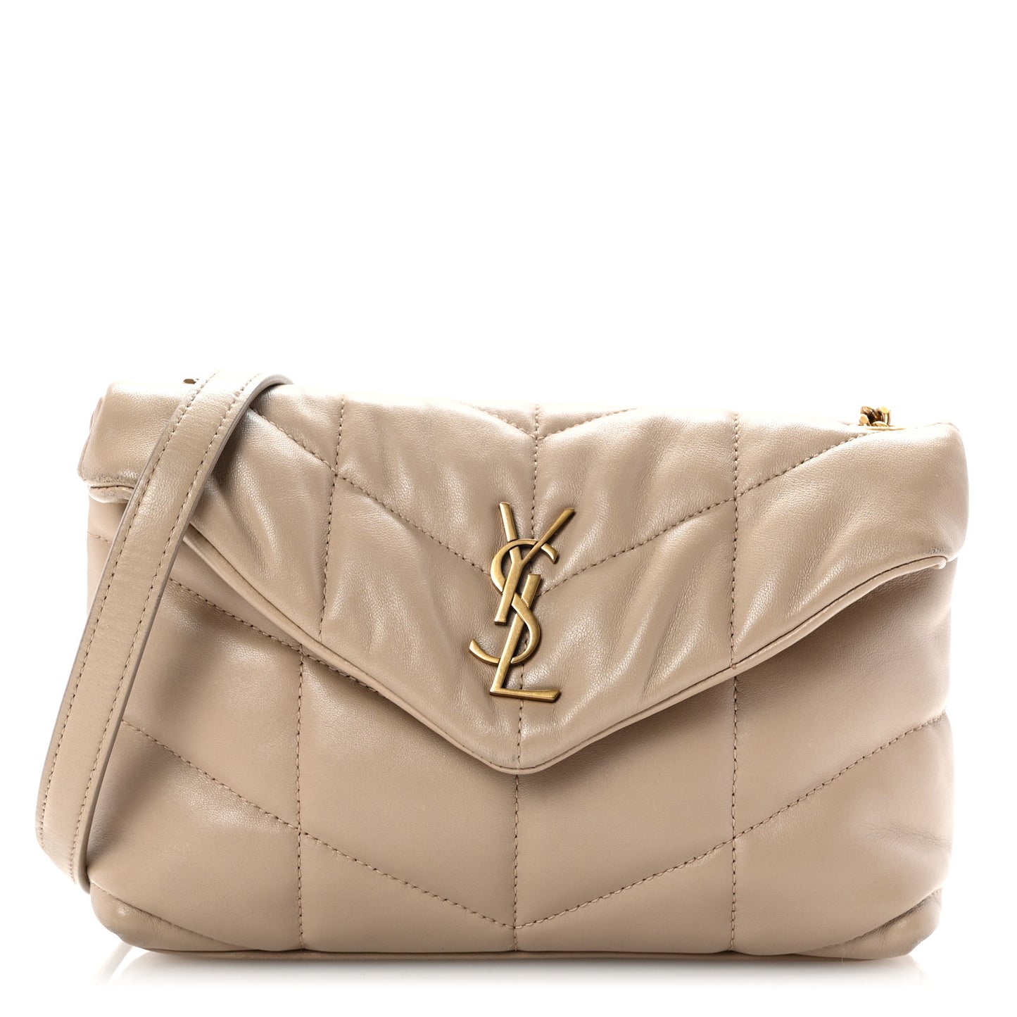 Lambskin Quilted Toy Loulou Puffer Monogram Chain Satchel Nude Powder