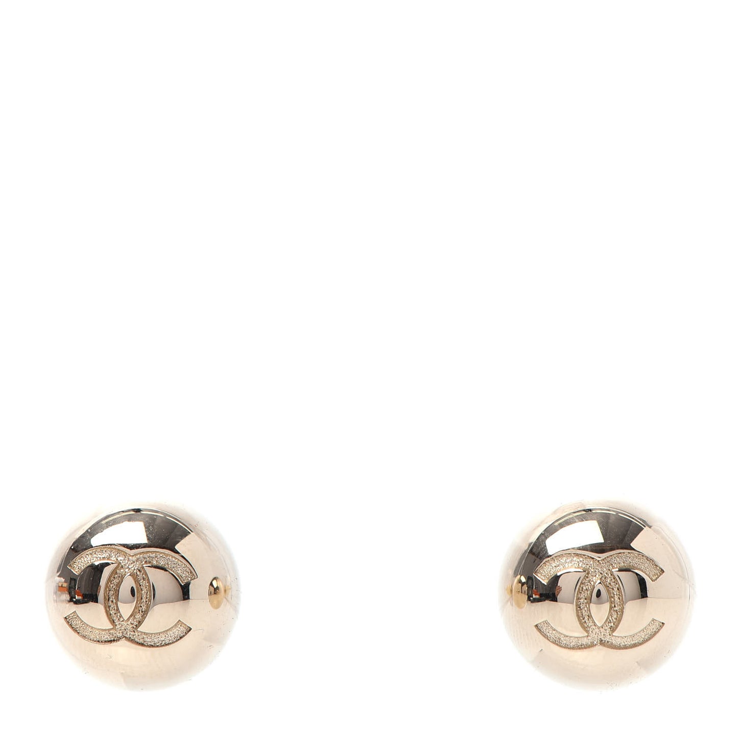 Metal Bead CC Stud Earrings Gold