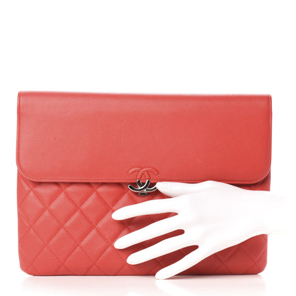 Chanel Grained Calfskin Quilted CC Box Pouch Red 2 of 7