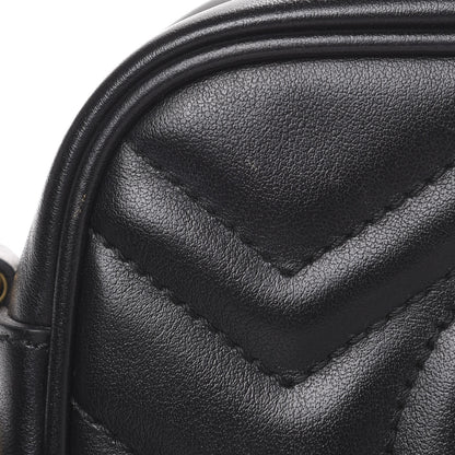 Gucci Calfskin Matelasse Mini GG Marmont Chain Shoulder Bag Black 11 of 12