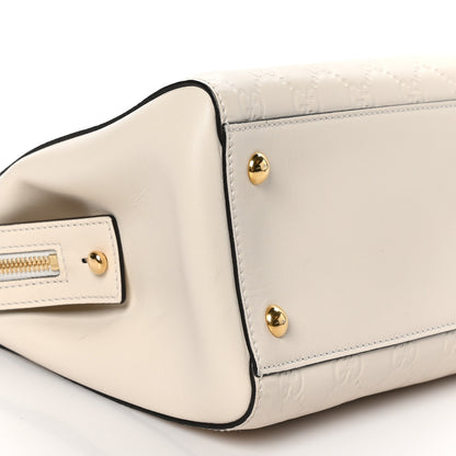 Gucci Guccissima Signature Medium Shoulder Tote Bag Mystic White 9 of 11