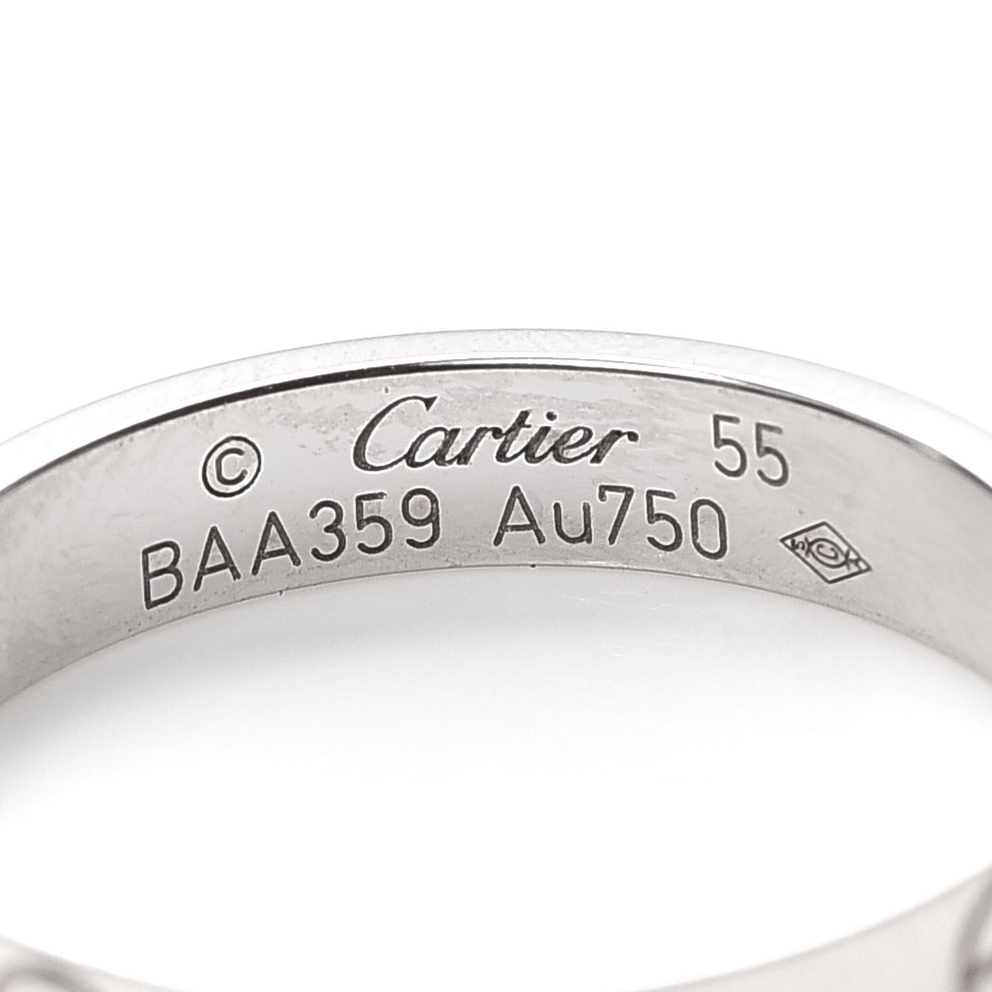 18K White Gold 3.5mm LOVE Wedding Band Ring 55 7.25