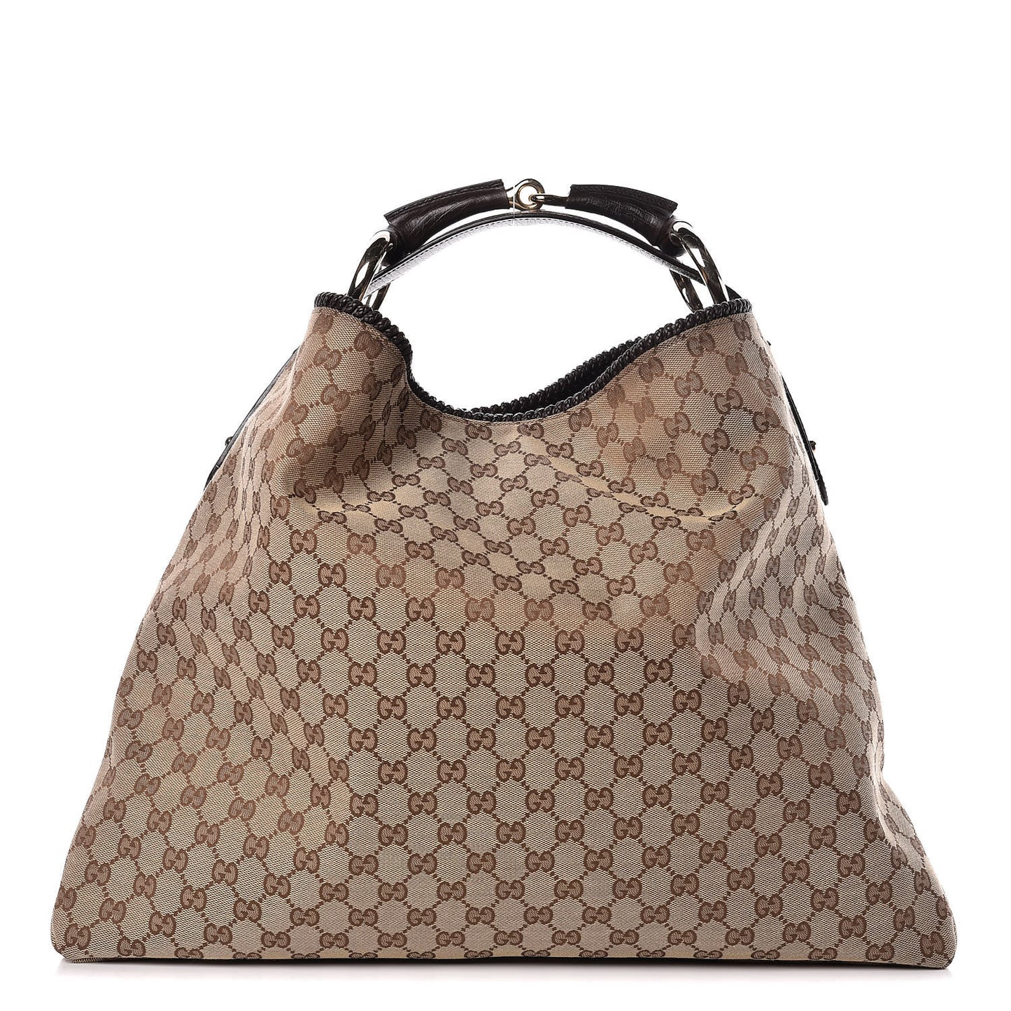 Monogram Large Horsebit Chain Hobo Dark Brown