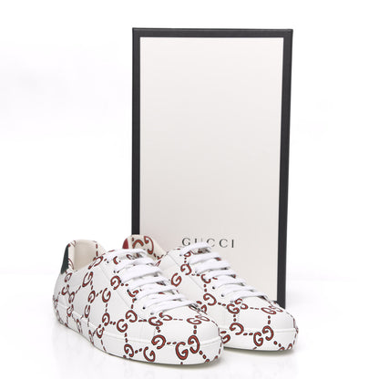 Gucci Calfskin GucciGhost Print Mens Ace Sneakers 9.5 White Hibiscus Red 9 of 9