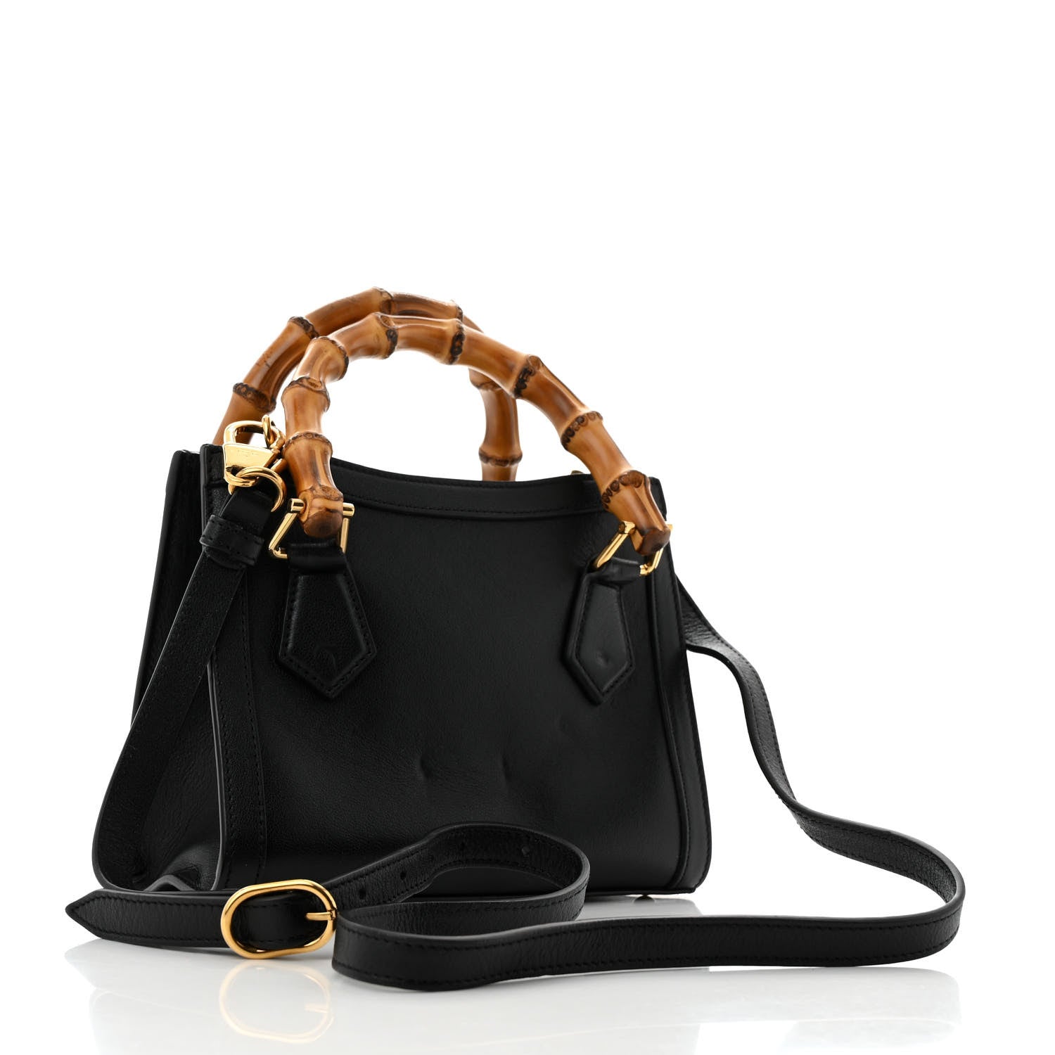 Gucci Wonka Grain Calfskin Mini Diana Tote Bag Black Yellow Fluo 3 of 14