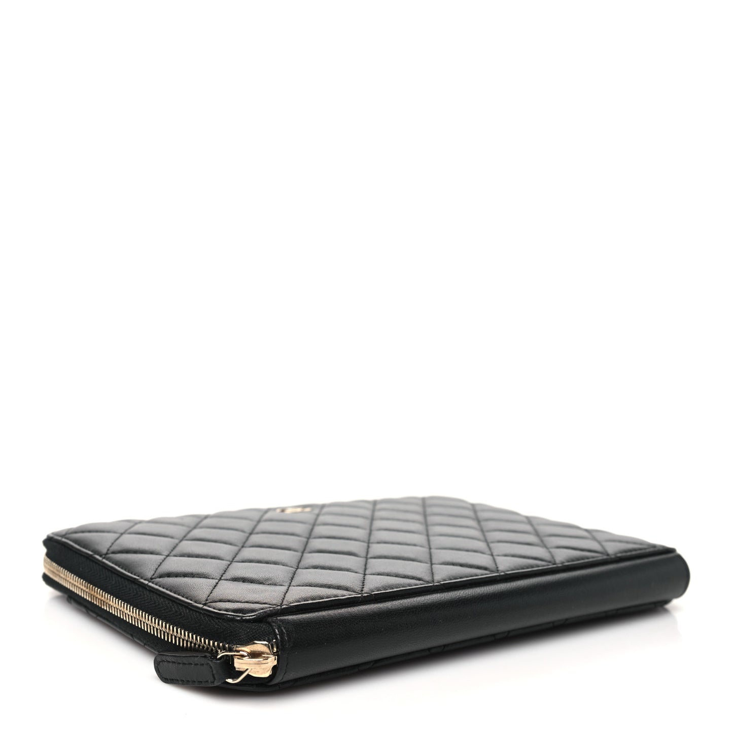 Lambskin Quilted Travel Case Black