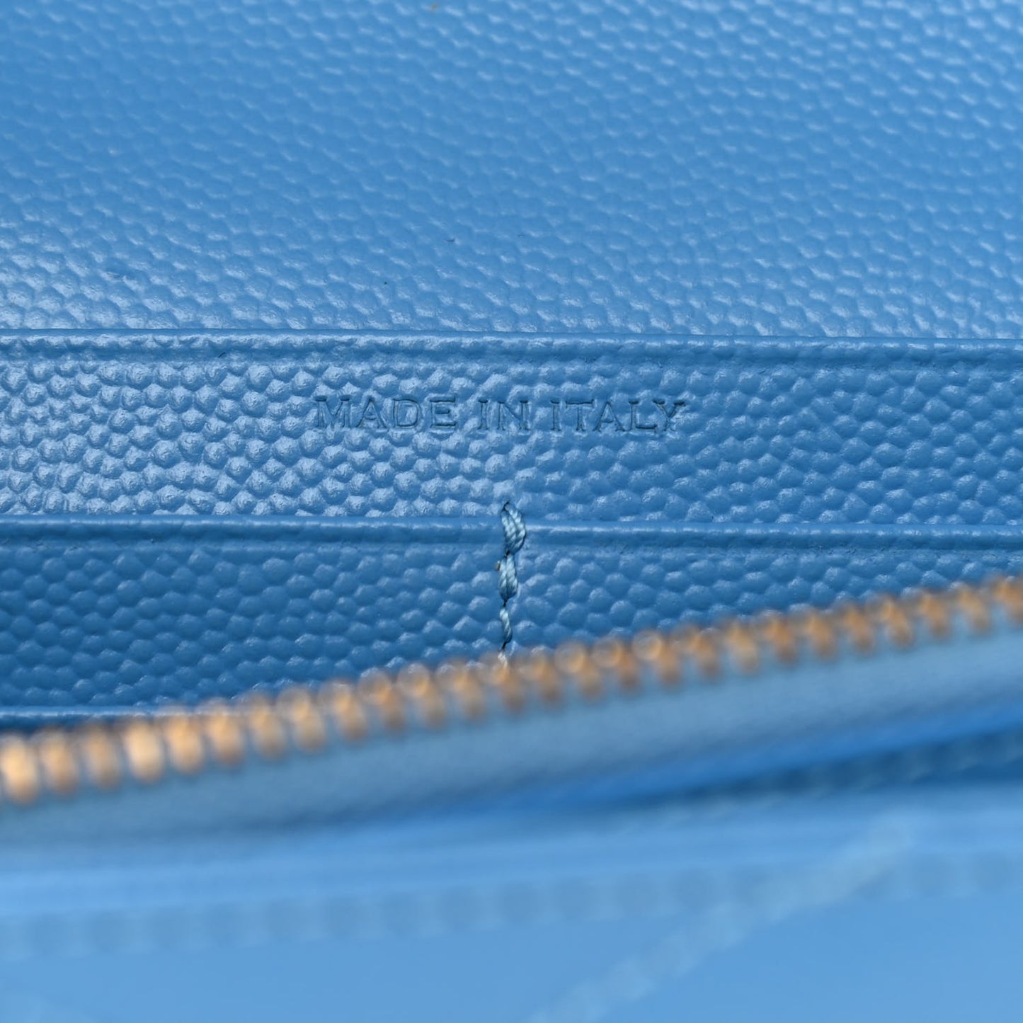 Grain De Poudre Matelasse Chevron Monogram Chain Wallet Blue Clair