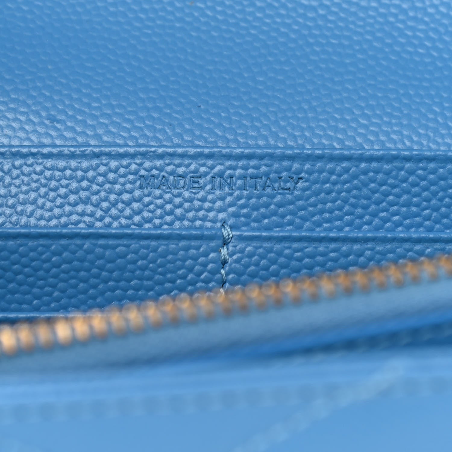 Saint Laurent Grain De Poudre Matelasse Chevron Monogram Chain Wallet Blue Clair 7 of 8