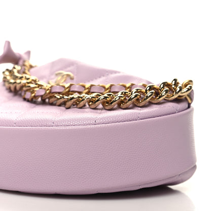 Chanel Shiny Caviar Quilted Bow Pouch Hobo Light Purple 10 of 12