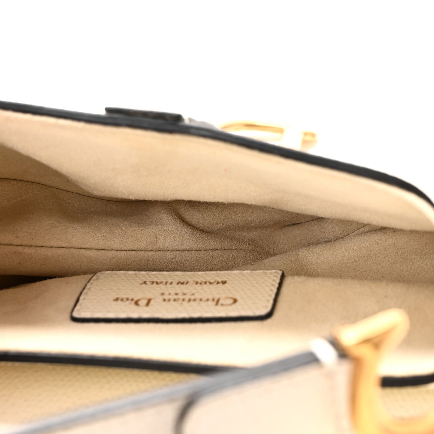 Grained Calfskin Mini Saddle Bag White