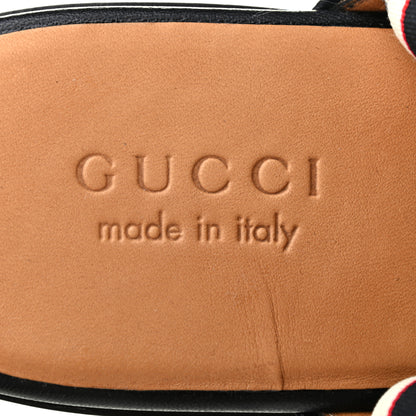 Gucci Goatskin Stripe Mens Horsebit Slingback Slippers 8 Black 6 of 8