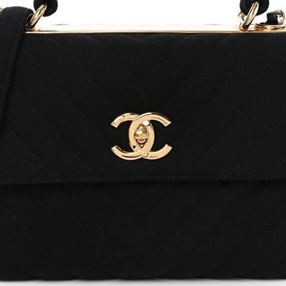 Chanel Jersey Chevron Quilted Small Trendy CC Dual Handle Flap Bag Black 8 of 10