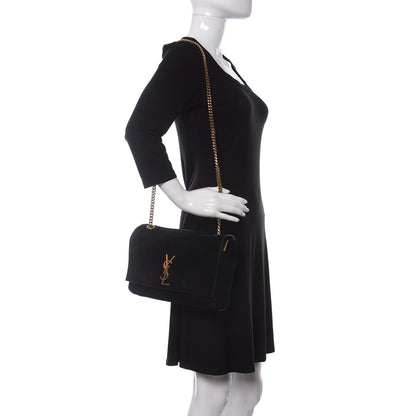 Saint Laurent Smooth Calfskin Suede Medium Reversible Monogram Kate Satchel Black 2 of 10