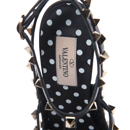 Valentino Garavani Calfskin Polka Dot Rockstud Ankle Strap 100mm Pumps 39 Black White 7 of 7