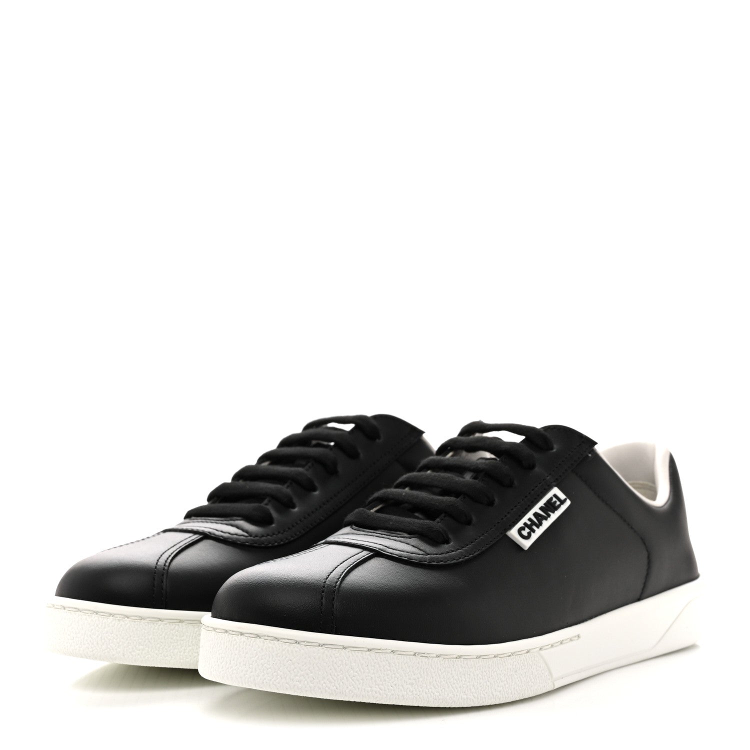 Chanel Calfskin CC Womens Sneakers 37.5 Black 4 of 10