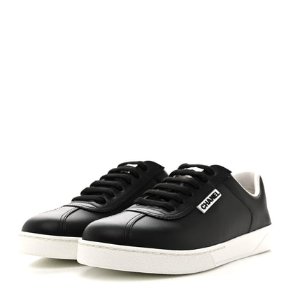 Chanel Calfskin CC Womens Sneakers 37.5 Black 4 of 10