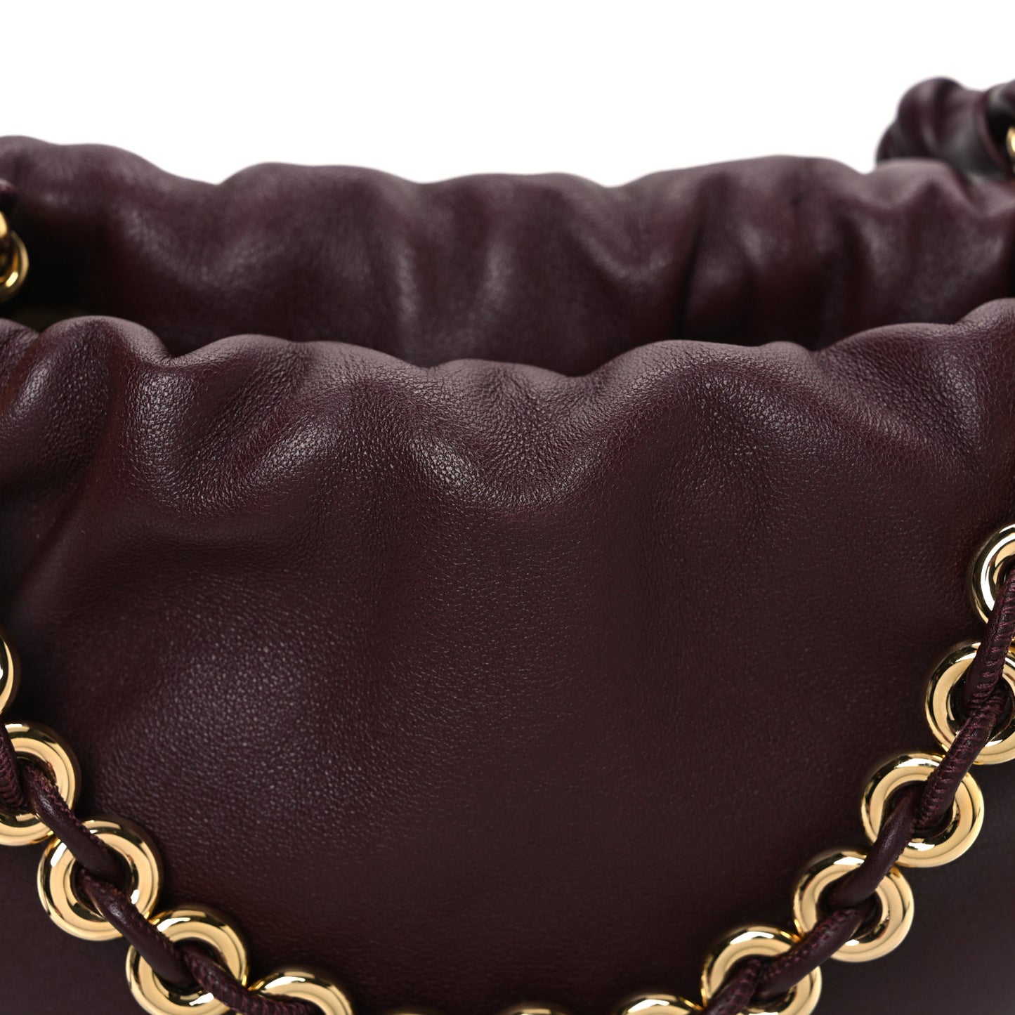 Mellow Nappa Donut Chain Mini Flamenco Knot Clutch Dark Burgundy