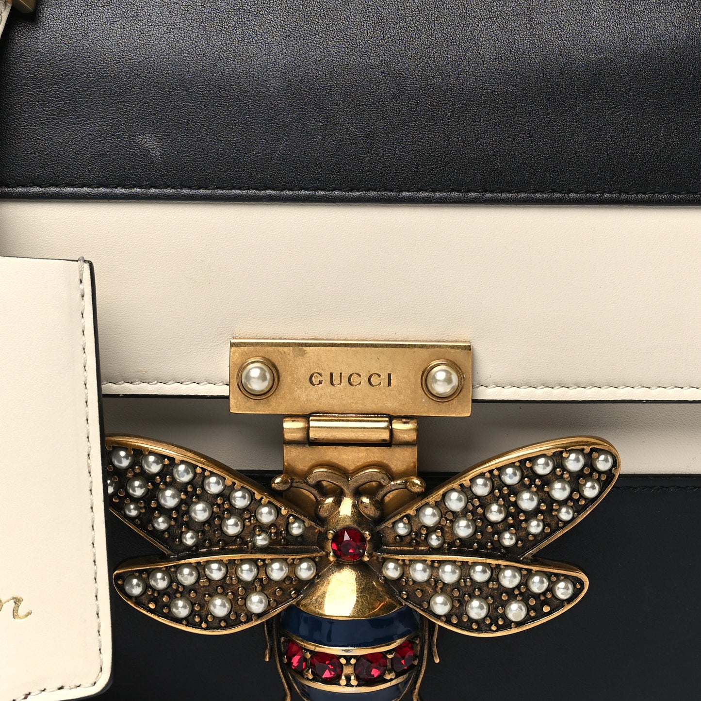 Calfskin Sylvie Web Queen Margaret Shoulder Bag Mystic White Black
