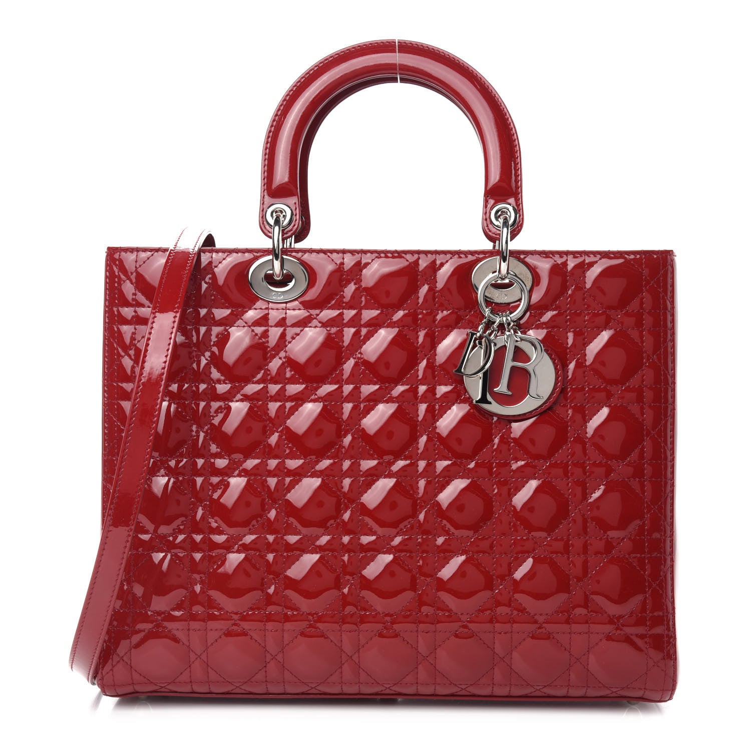 Christian Dior Patent Cannage Large Lady Dior Red 1 of 10