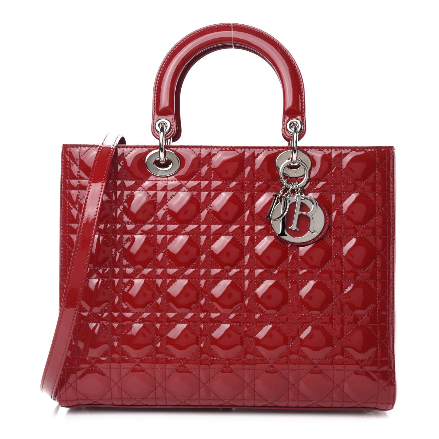 Patent Cannage Large Lady Dior Red