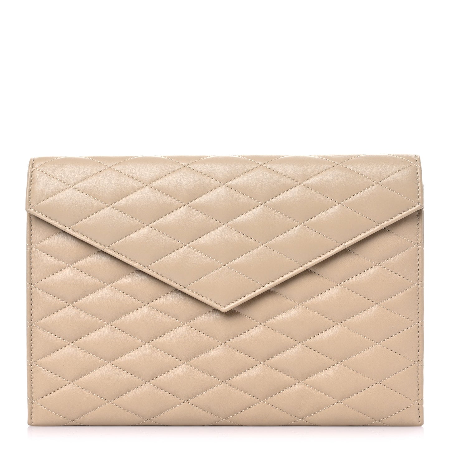 Lambskin Quilted Envelope Clutch Beige