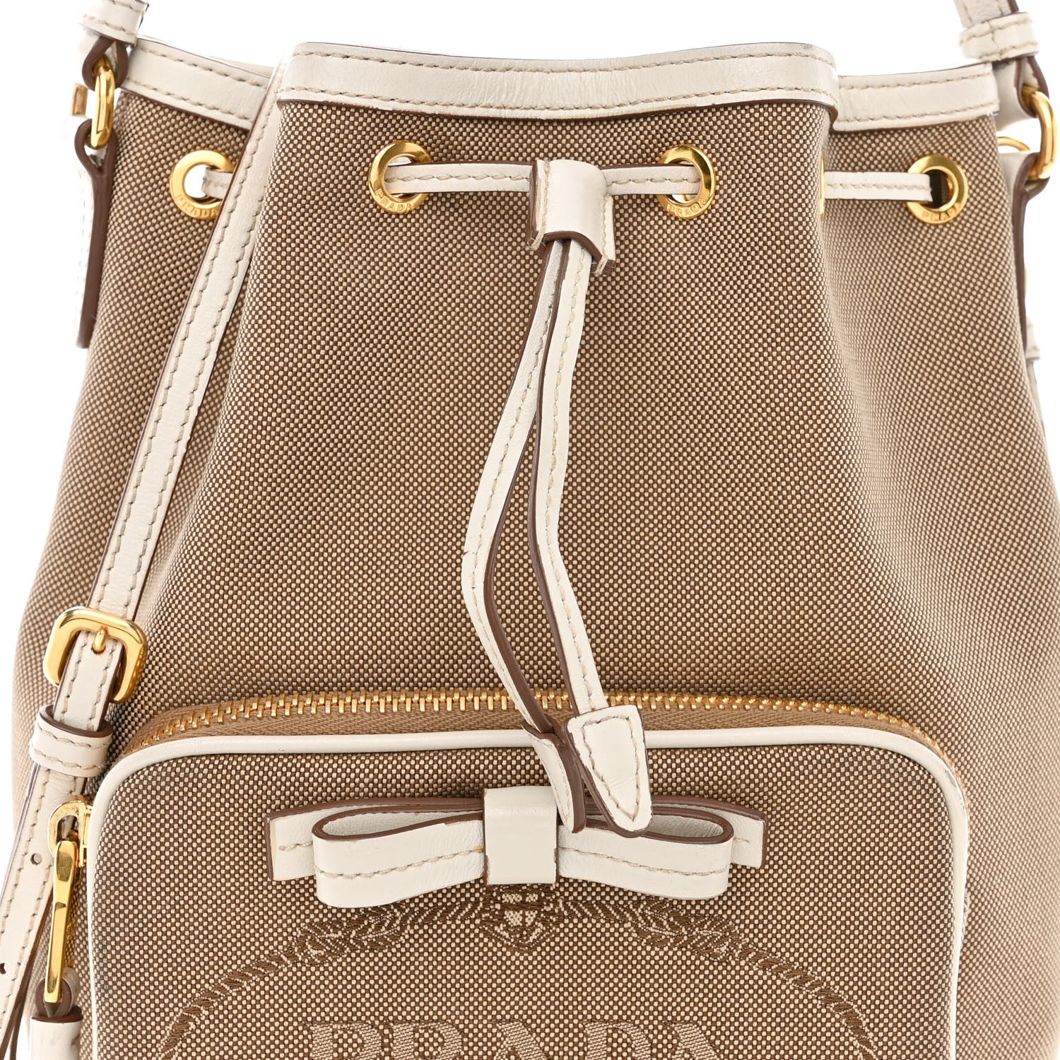 Prada Jacquard Logo Mini Bucket Crossbody Bag Corda Talco 10 of 15