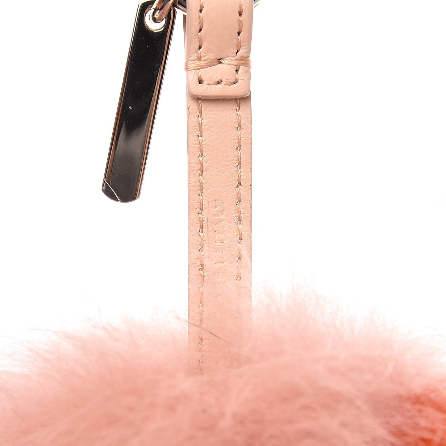 Fox Fur Polka Dot Pom Pom Bag Charm Light Pink Orange
