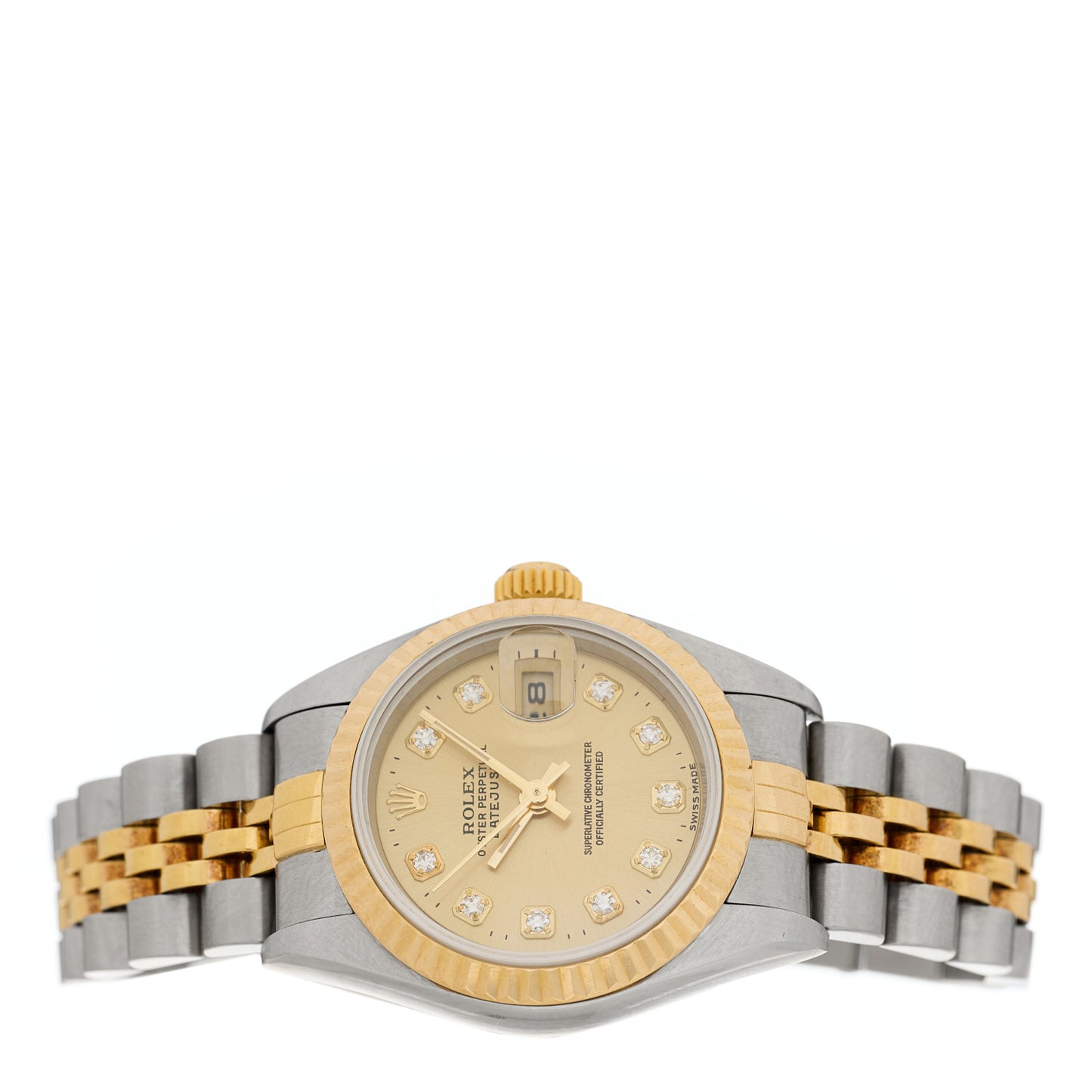 Stainless Steel 18K Yellow Gold Diamond 26mm Oyster Perpetual Datejust Watch Champagne 79173