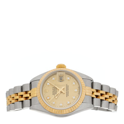 Rolex Stainless Steel 18K Yellow Gold Diamond 26mm Oyster Perpetual Datejust Watch Champagne 79173 2 of 4
