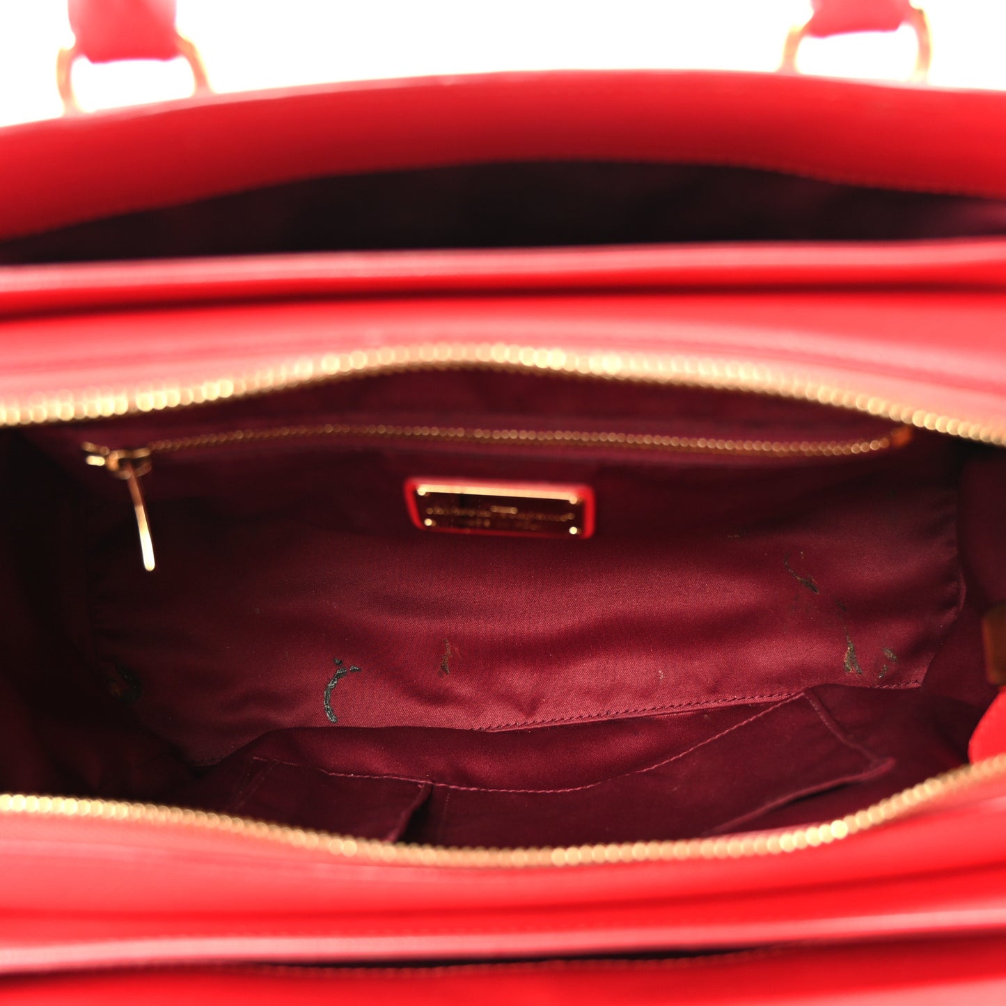 Printed Calfskin Gancini Tote Red Purple