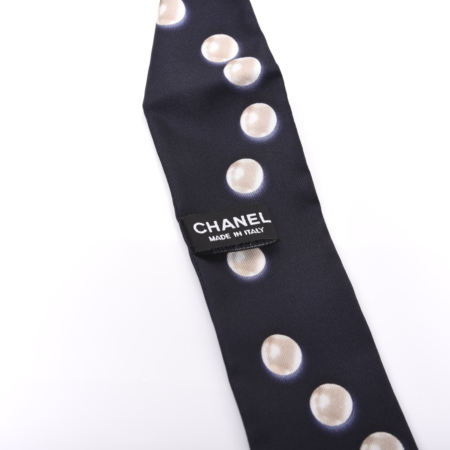Chanel Silk Pearl CC Slim Bandeau Scarf Navy 3 of 4
