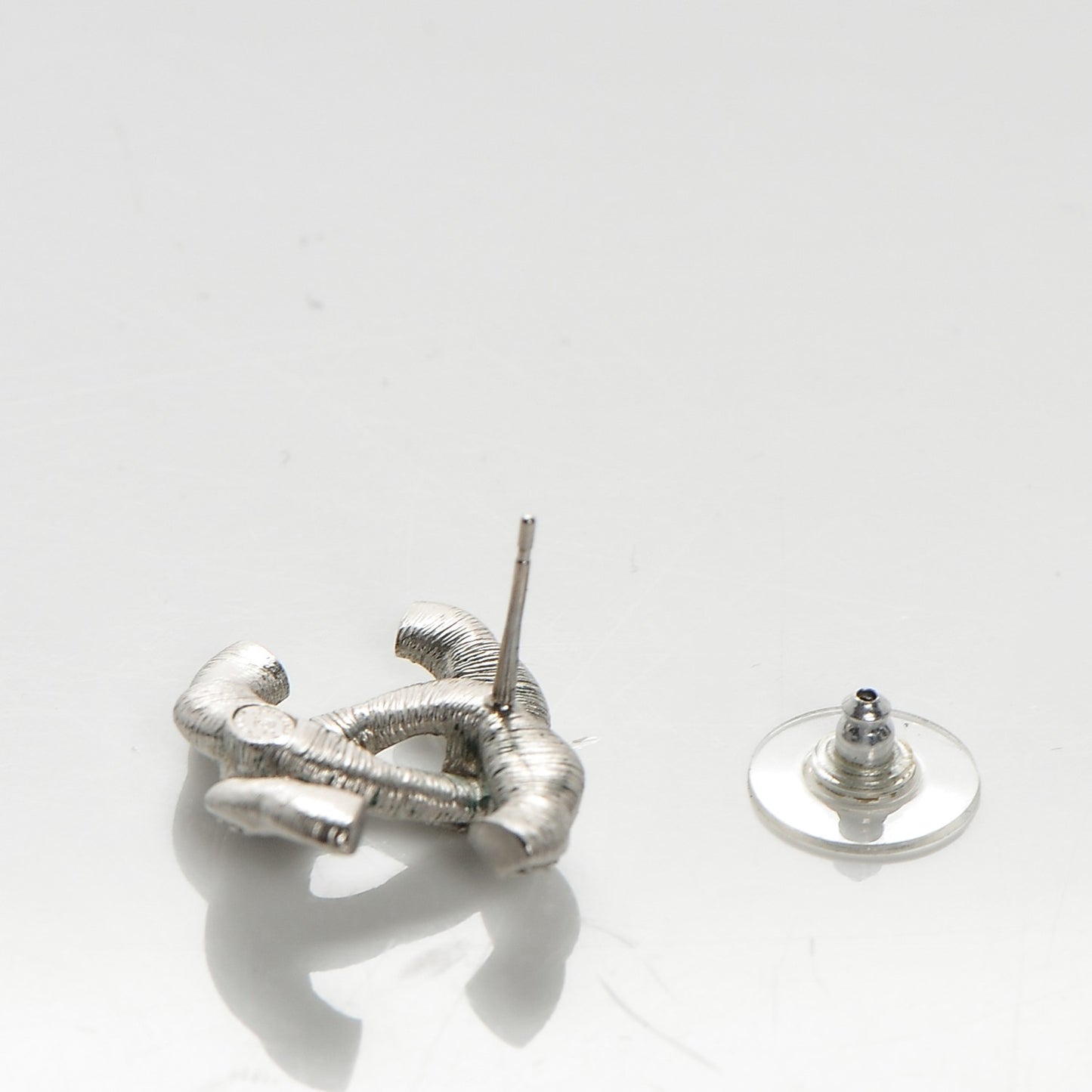 Crystal CC Twisted Earrings Silver