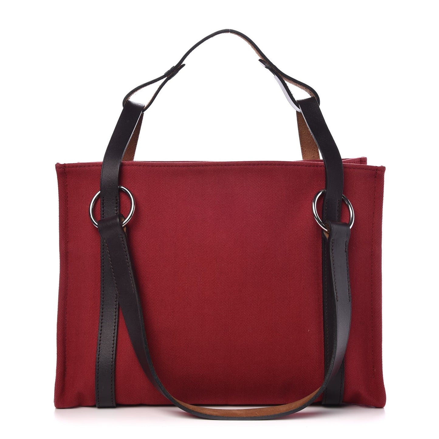 Natural Hunter Calfskin Toile Chevron Cabalicol Tote Ebene