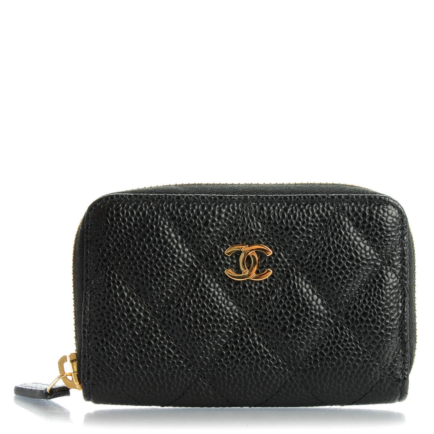 Caviar Quilted Zip Coin Purse Black