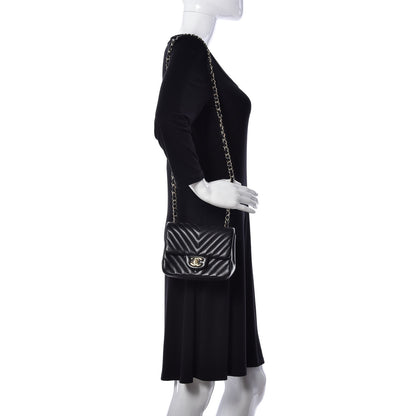 Chanel Lambskin Chevron Quilted Mini Square Flap Black 2 of 10