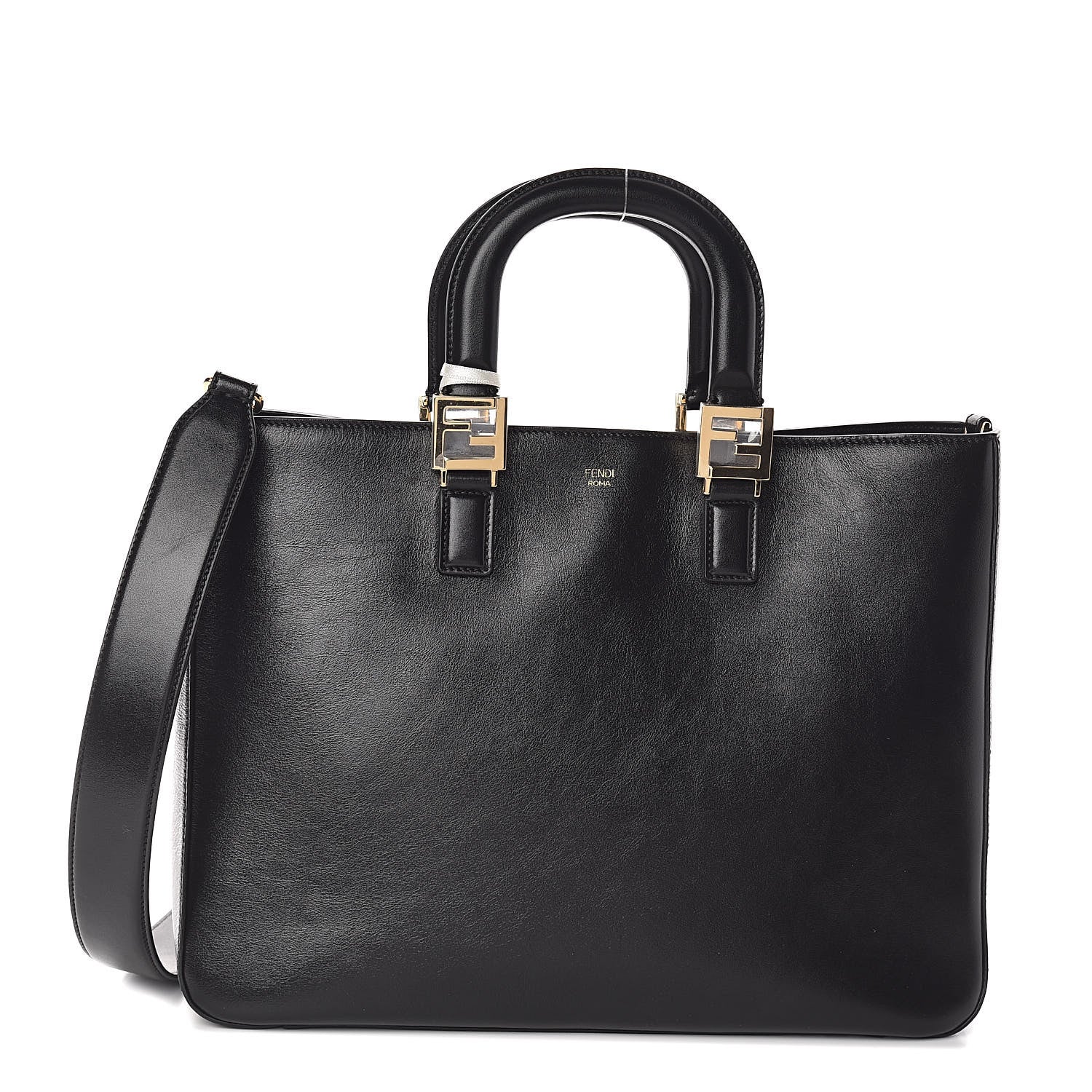 Fendi Vitello Glacier Medium FF Tote Black 1 of 8