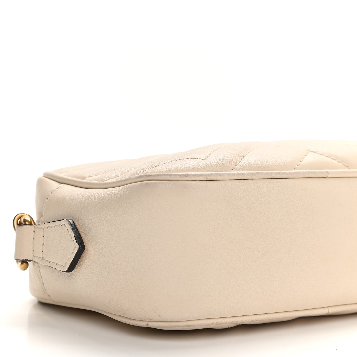 Calfskin Matelasse Mini GG Marmont Chain Shoulder Bag White