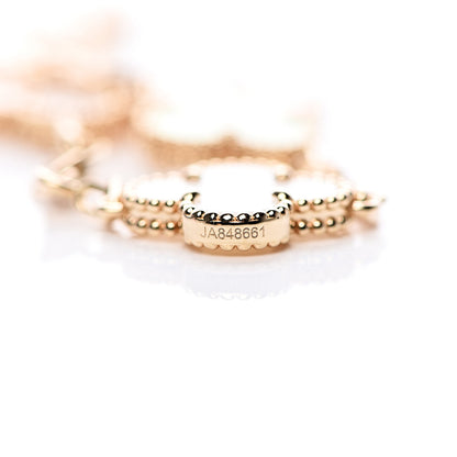 Van Cleef & Arpels 18K Yellow Gold Mother of Pearl 5 Motifs Vintage Alhambra Bracelet 6 of 7