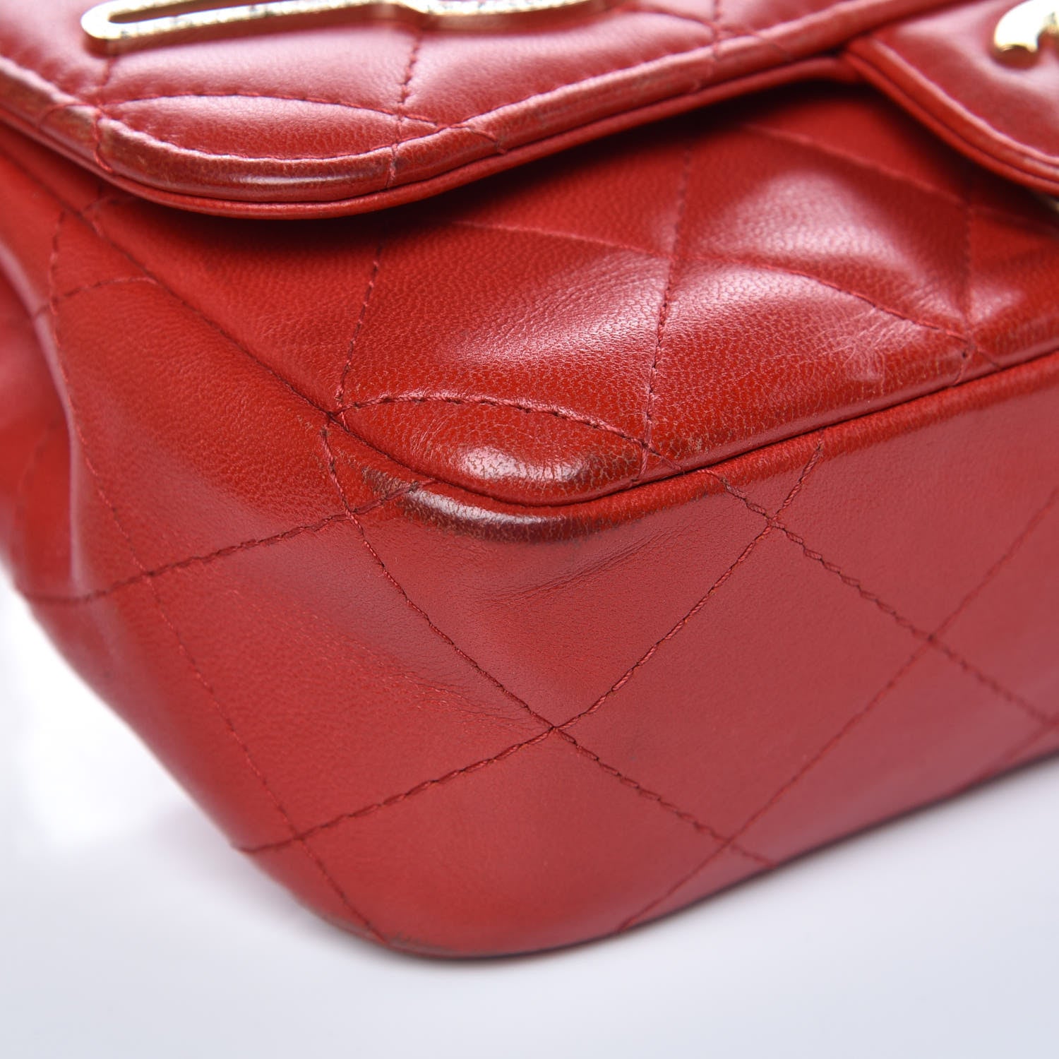 Chanel Lambskin Quilted Extra Mini V For Victory Flap Red 8 of 18