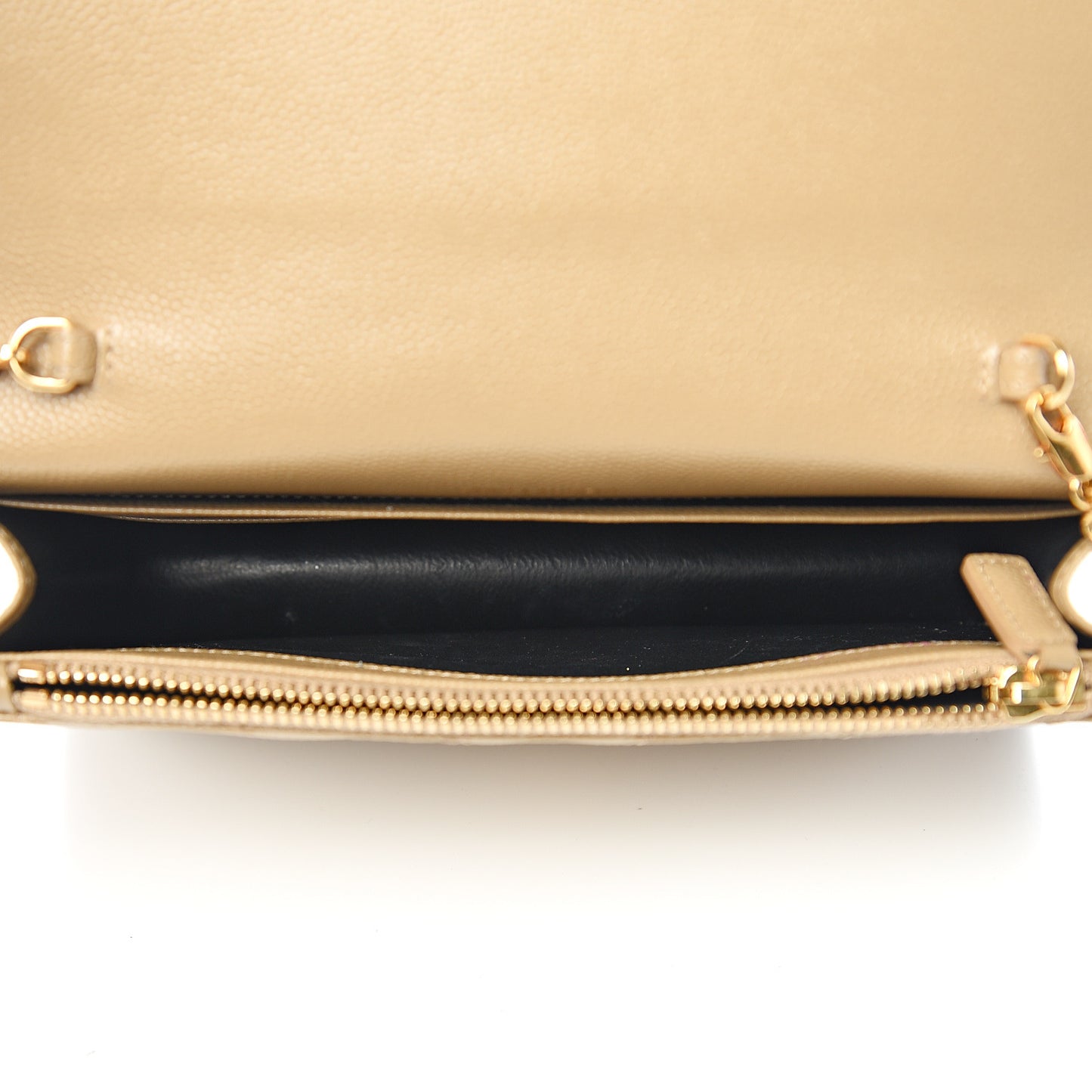 Grain De Poudre Matelasse Chevron Monogram Envelope Chain Wallet Nude Powder