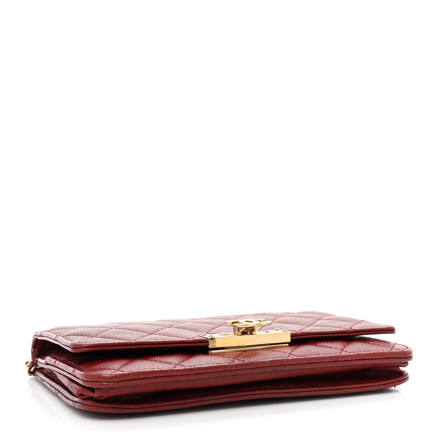 Caviar Quilted Golden Class Wallet On Chain WOC Red