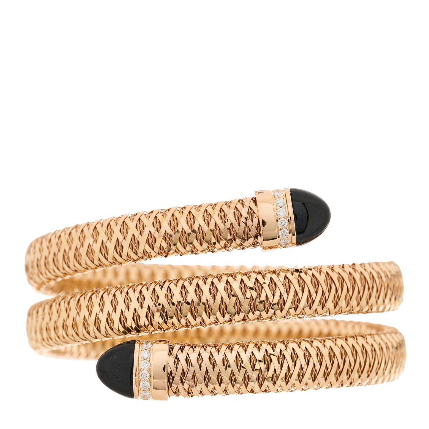 18K Rose Gold Diamond Onyx Primavera Coil Bracelet
