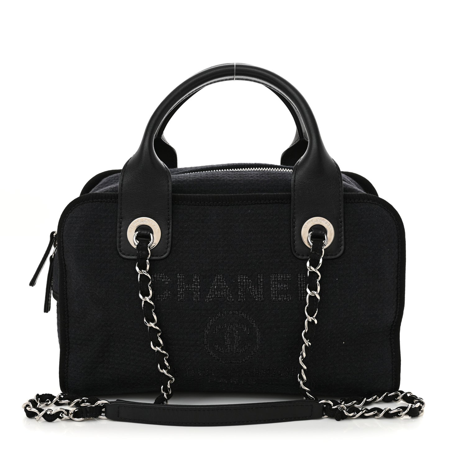 Mixed Fibers Small Deauville Bowling Bag Navy Blue