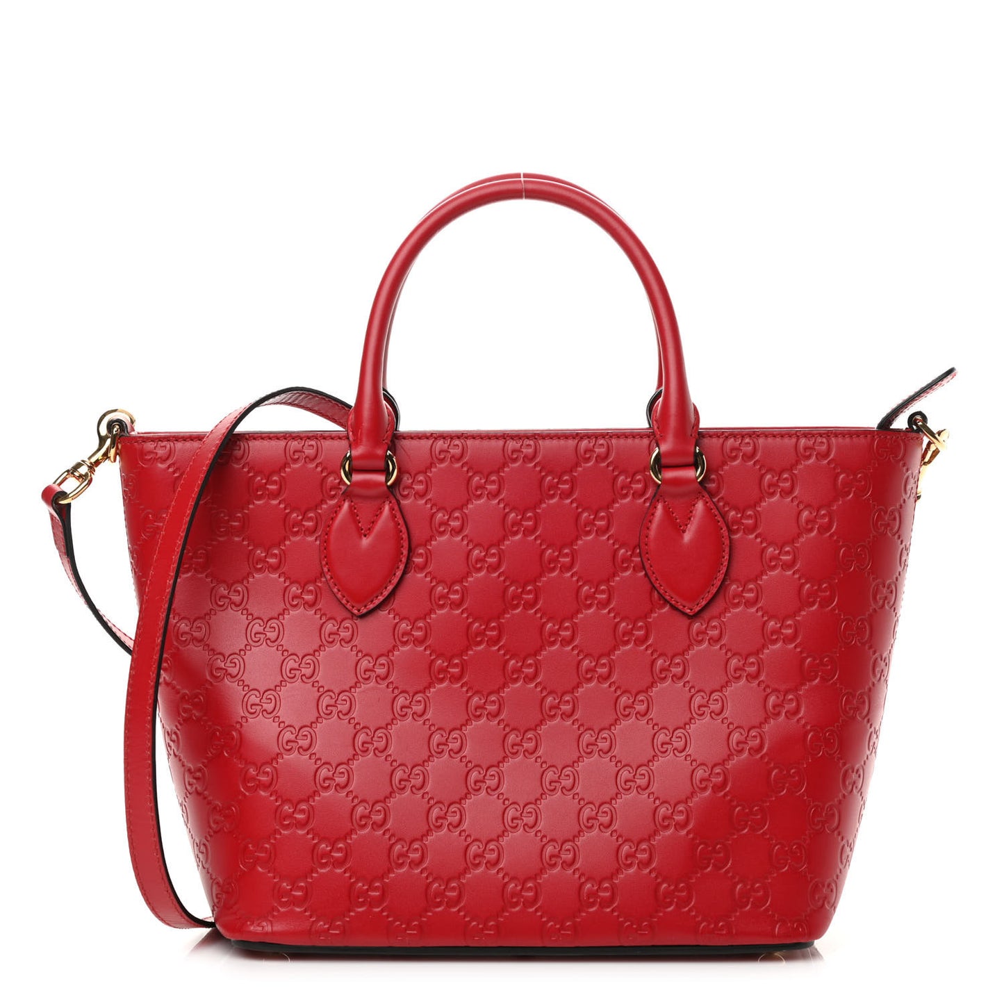 Guccissima Small Zippered Bucket Tote Hibiscus Red