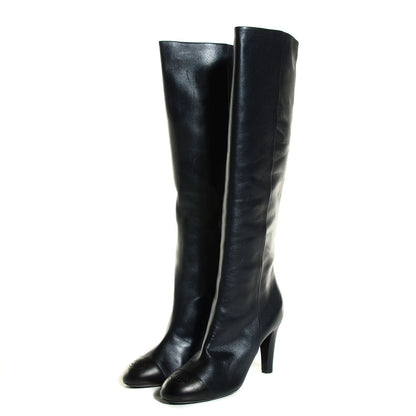 Chanel Lambskin CC Cap Toe Knee High Boots 41.5 Black 3 of 7