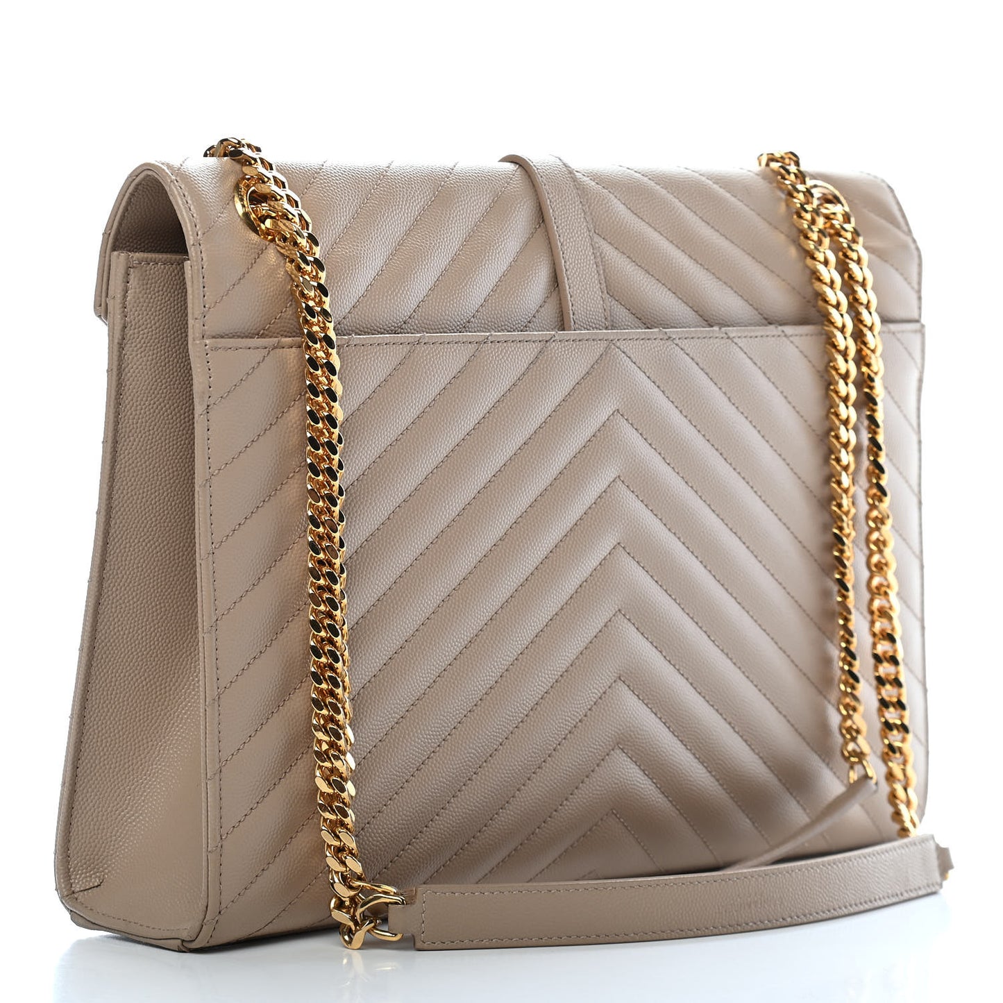 Grain De Poudre Matelasse Chevron Large Monogram Satchel Dark Beige