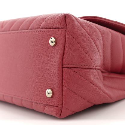 Chanel Caviar Chevron Quilted Small Coco Handle Flap Red 10 of 10
