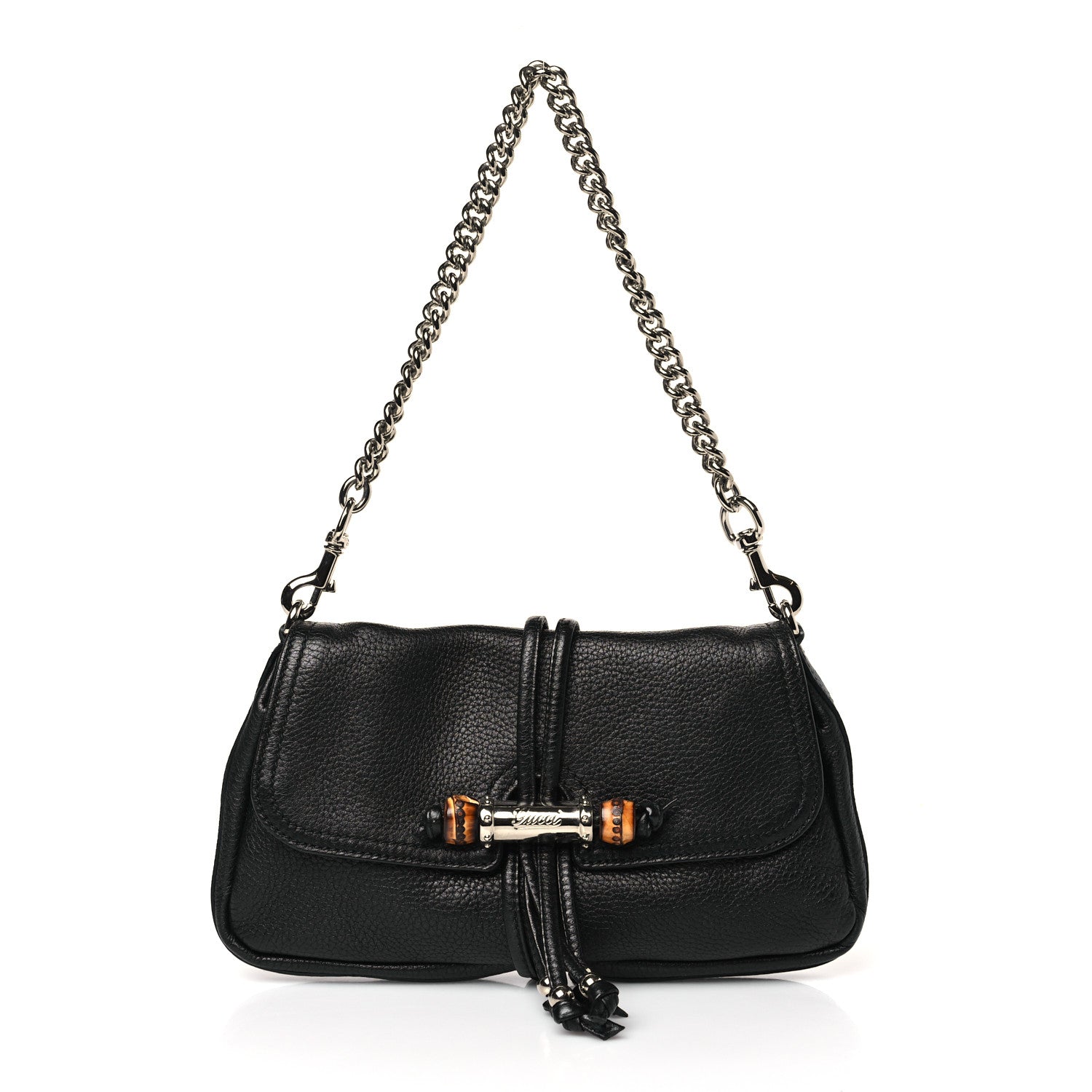 Gucci Calfskin Bamboo Croisette Evening Bag Black 1 of 9