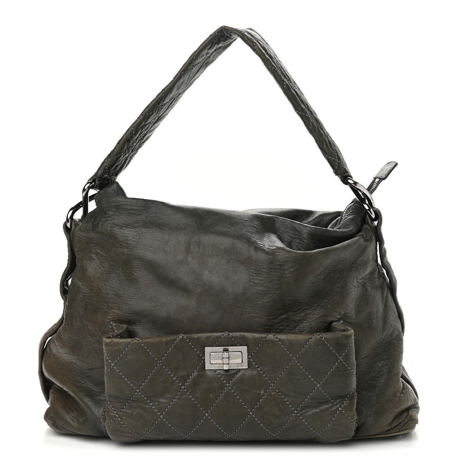 Chanel Lambskin Quilted 8 Knots Hobo Khaki 1 of 12